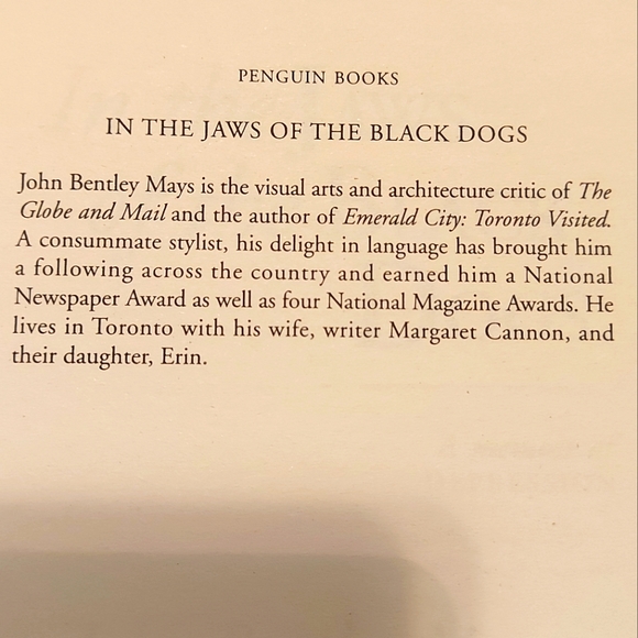 5 for $25- In The Jaws of the Black Dogs by John Bentley Mays - Picture 3 of 4